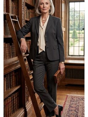 Tahari Arthur S. Levine Pinstripe Blazer Jacket - Charcoal Gray - Size 16